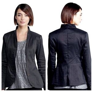 NWT Eileen Fisher High Collar Peplum Jacket in Midnight Blue XL